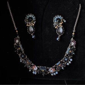 Ayalabar blue and silver necklace and earring Set, new in box